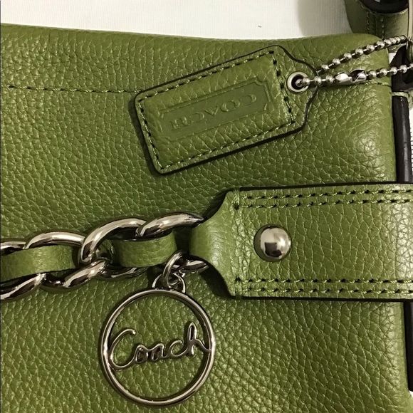 Coach Rare Green Leather Shoulder Crossbody Bag Good PreOwned Condition - Picture 6 of 13